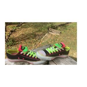 Converse Double Layer Black Hot Pink Neon Green Women 8 / Men 6 Unique Shoes